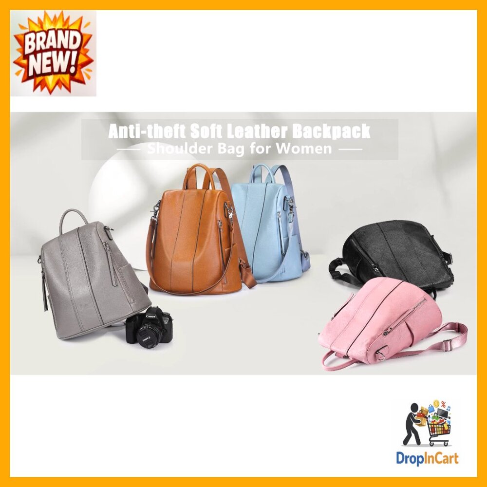 Leather Backpack Purse Antitheft Convertible Ruck… - image 7